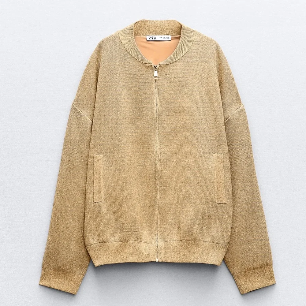 Zara NWT gold oversized bomber jacket - Picture 7 of 10